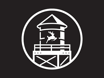 Old Town Tower badge design illustration logo logomark mark negative space oregon portland stag stamp water tower