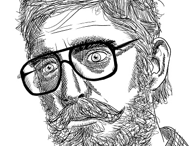 Crosshatch Plaid beard design drawing face glasses hand drawn hipster illustration ipad mustache portland sketch