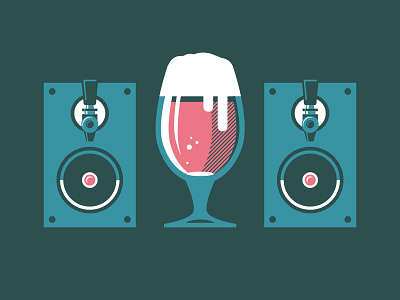 Beer Party beer design dj glass icon illustration music party pint poster speaker tap