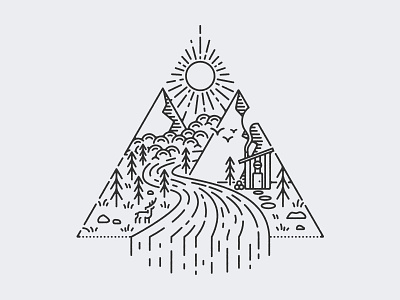 Peaks and Valleys adventure badge camping deer explore icon illustration linework mountain nature outdoors tree