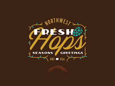 Fresh Hops Season badge beer design hop illustration logo mark northwest portland tree type