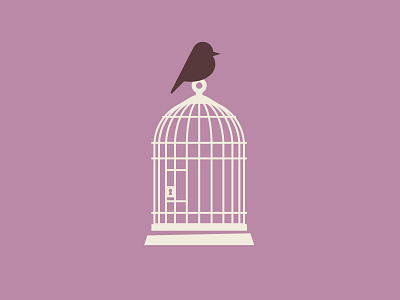 Progress animal bird birdcage color design finch illustration logo mark minimal pink simple
