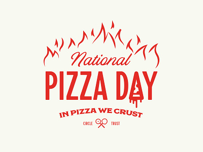 National Pizza Day branding design fire flames illustration lettering logo negative space pizza type typography word mark