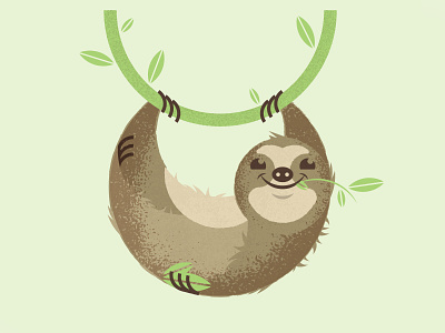 The Circle of Sloth animals circle design geometric illustration jungle leaf simple sloth texture tree vine