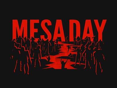 Mesa Day crack crowd dead horror illustration red rift single color undead vector walking zombie