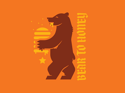 Bear To Honey animal badge bear bee blackletter crest design flag honey illustration logo orange