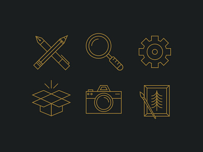 Service Icons box branding camera design gear icon icons illustration lines magnifying glass pencil tree