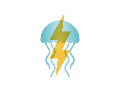 Sea Clouds design electric geometric gradient illustration jellyfish lightning logo modern ocean sea shapes