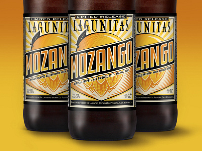Lagunitas Mozango Label beer beer bottle beer branding brewery design fruit hops illustration label label mockup lagunitas mango packaging print