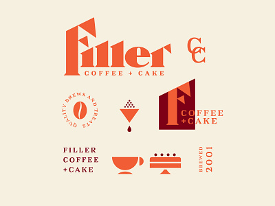 Filler Coffee + Cake Identity blackletter brand brand and identity brew cake coffee design identity lettering logo type typography vintage word mark