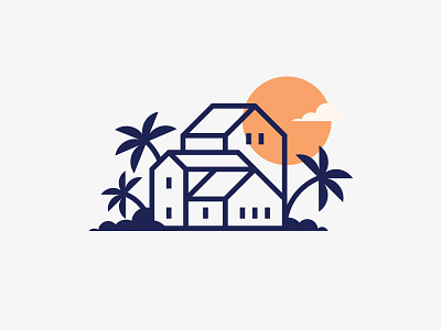 la Casa beach beach house clouds coast design house illustration jordan wilson linework palm tree summer sun tropical vector
