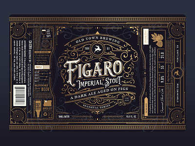 Figaro Label badge beer branding brewery can fig fruit gold grid label logo oregon packaging portland type typography vintage