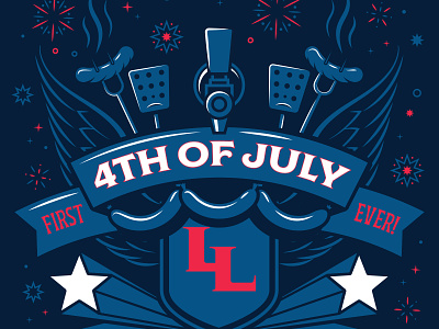 Loyal Legion 4th of july america badge banner bbq beer brewery crest design fireworks food hotdog illustration independence day poster usa wings