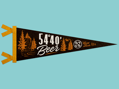 5440 Pennant beer brewery camp design flag forest lettering merch outdoors pennant trees vintage washington waterfall