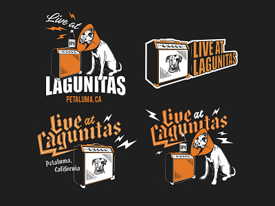 Live at Lagunitas amp badge blackletter brand branding brewery dog gig lagunitas lettering lightning bolt music rock type
