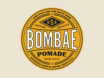 Bombae Pomade badge branding circle logo design identity illustration lettering logo texas type typography vector vintage wordmark