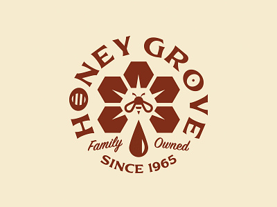 Honey Grove badge bee brand circle flower geometry honey honey bee illustration lettering lettering art logo logotype type