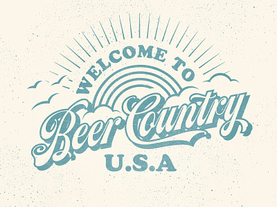 Beer Country beer beer branding clouds illustration lettering logo logotype mark retro tshirt type typography vintage