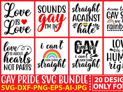 Gay Pride SVG Bundle pride black