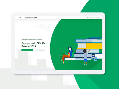 Censo Escolar 2019 - Página inicial adobe xd animated brazil education inep landing page product design research student ui ux
