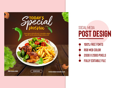 Social Media Banner Post Template Design | Food Banner Ads ads aesthetic anime creative ideas design design advertisement design background design ideas design ideas template design inspiration design layout design restaurant fast health menu organic restaurant social media spicy template