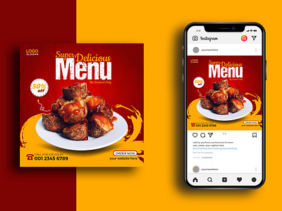 Delicious Food banner social media post template