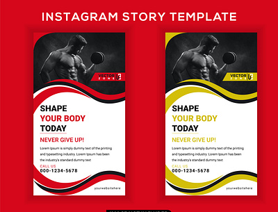 Instagram gym story template banner branding cover gym instagram story logo social social media post story template