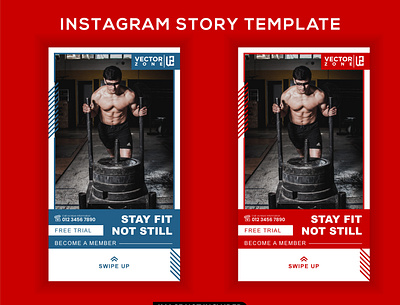 Gym and fitness Instagram Story Template branding graphic design gym instagram story logo post social media social media post story template