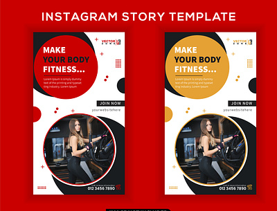 Instagram women gym story post banner branding cover gym post social media post story template ui women