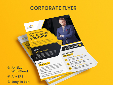 Business solution flyer template by Brandmaker artist on Dribbble