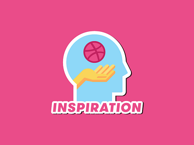 Dribbble Inspiration Sticker brain color dribbble gift hand head illustration inspiration minimal pink sticker vivid