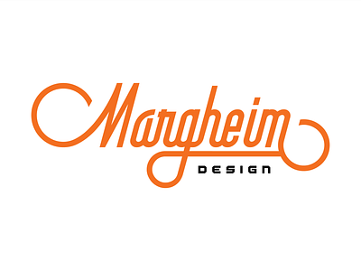 Margheim Design - Logo Idea black branding curves curvy design freelance german identity logo los angeles m margheim minimal name orange script simple typography