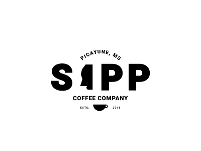 SIPP Badge badge branding coffee cup icon identity logo minimal mississippi mug roaster silhouette simple sipp state