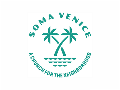 Soma Venice Badge badge church circle minimal neighborhood palm palm tree soma tree trees venice water waves