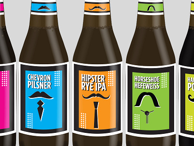 Home-brew Labels beer home brew illustration labeling mustache