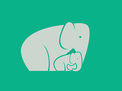 Elephant + Baby elephant icon illustration logo