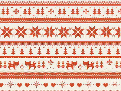 Sweater Inspired Fox Pattern fox holiday illustration pattern pixelart sweater