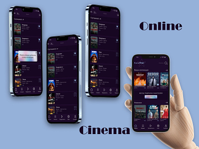 Mobile app of online cinema app design logo ui ux