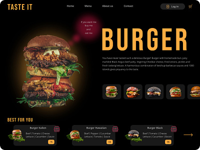 Burger shop design logo typography ui ux