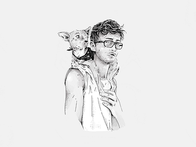 Adrien with a dog artwork illustration photoshop portfolio