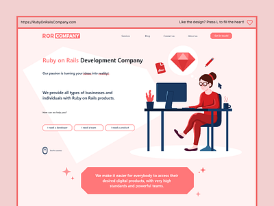 Ruby on Rails Company Landing Page UI/UX