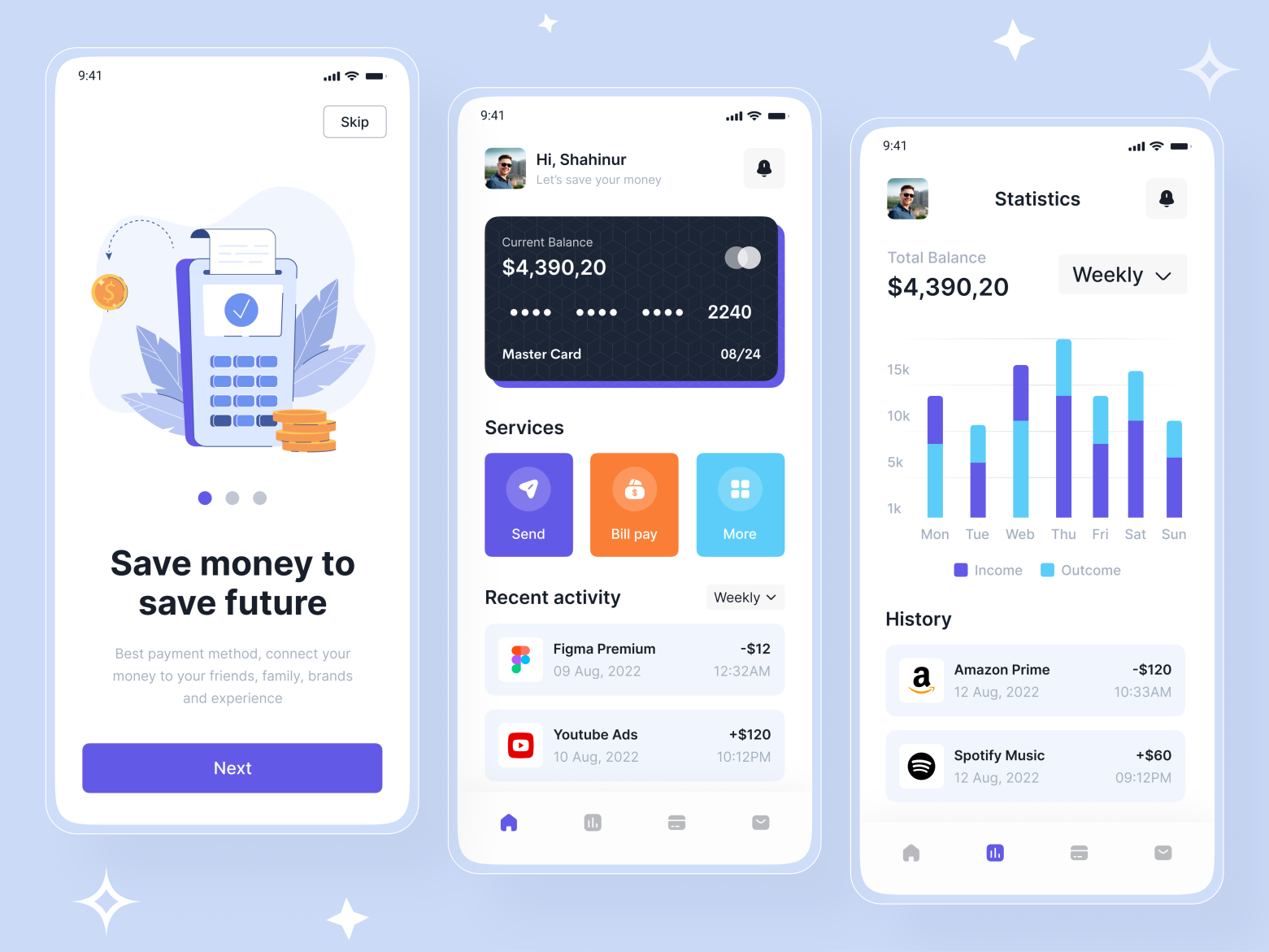 Banking or Finance Mobile Service App by Shahinur Rahman on Dribbble