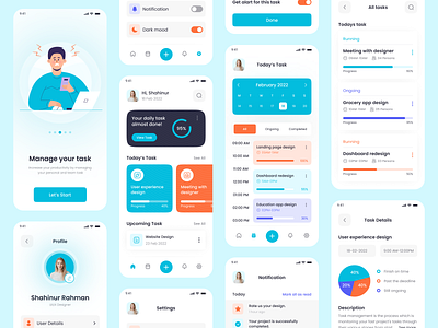 Task Management Mobile App 2022 trend app design daily task job management app popular app popular design project management reminder schedule shahinurstk02 task app task list task management task manager time management app todo list tracker app ui design uiux design