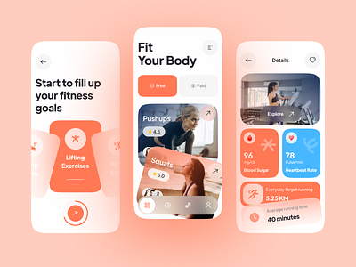 Fitness & Workout Mobile App activity coach exercise fitness gym health tracking healthcare healthy lifestyle meditation minimal minimalist mobile app mobile ui popular design running shahinurstk02 sport ux design workout workout app