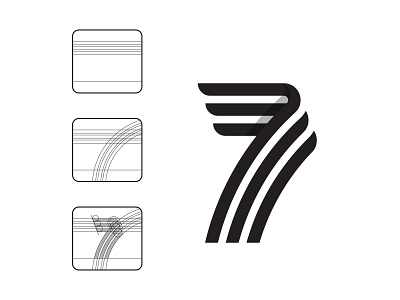 7 7 bold design circles clean design line line art mark minimalist design monochrome number shades vector vector729