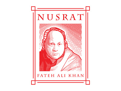 Nusrat Fateh Ali Khan artist engraving illustration line line art line engraving pakistani portrait portrait illustration qawwali traditional vector729