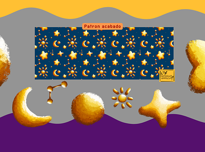 Patrón con estrellas texturizado almohada cielo constelacion design digital estrella illustration ilustracion luna noche packaging producto taza