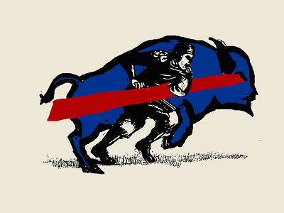 Buffalo Bills Vertical Circle The Wagons Flag