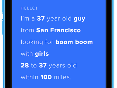 Boom Boom dating form ios mobile onboarding