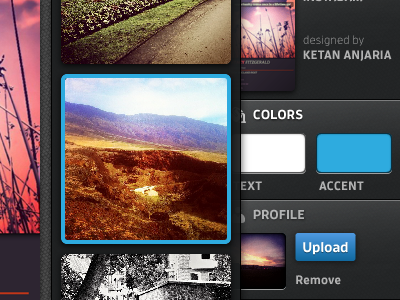 Sneak Peek colors dialog popup profile upload